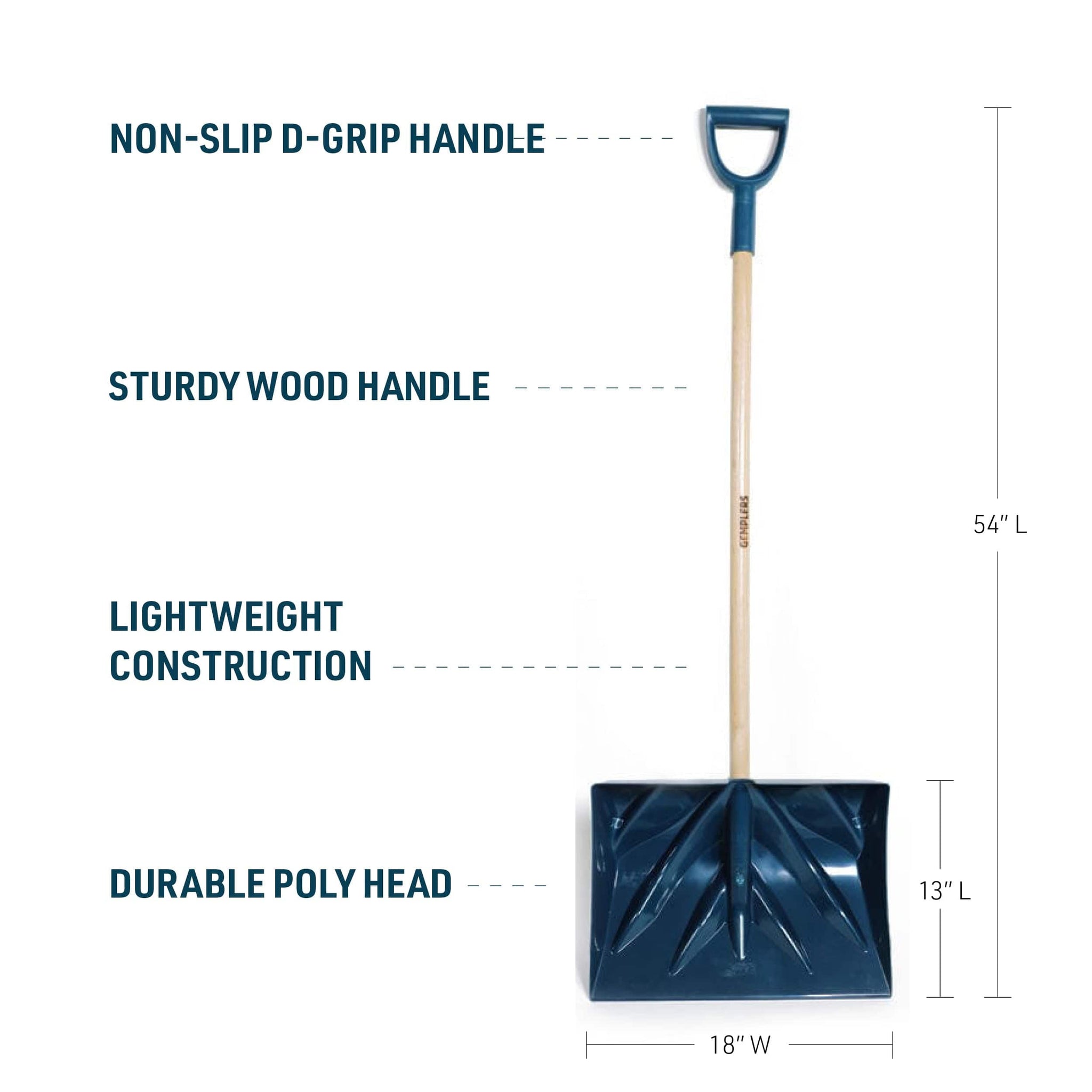 Gemplers 18" Poly Snow Shovel with Wood Handle