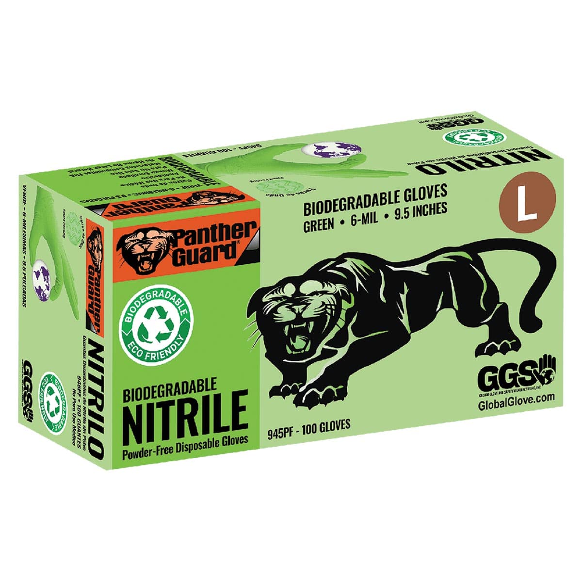 Panther-Guard High Visibility Green 6-mil Biodegradable Nitrile Gloves