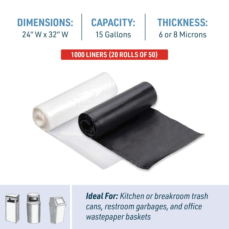15 Gallon High Density Can Liners 24" x 32" | 1,000 Count