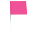 Fluorescent Pink Custom Marking Flag, 4"x5", 30" Wire Stake, 1000 PK