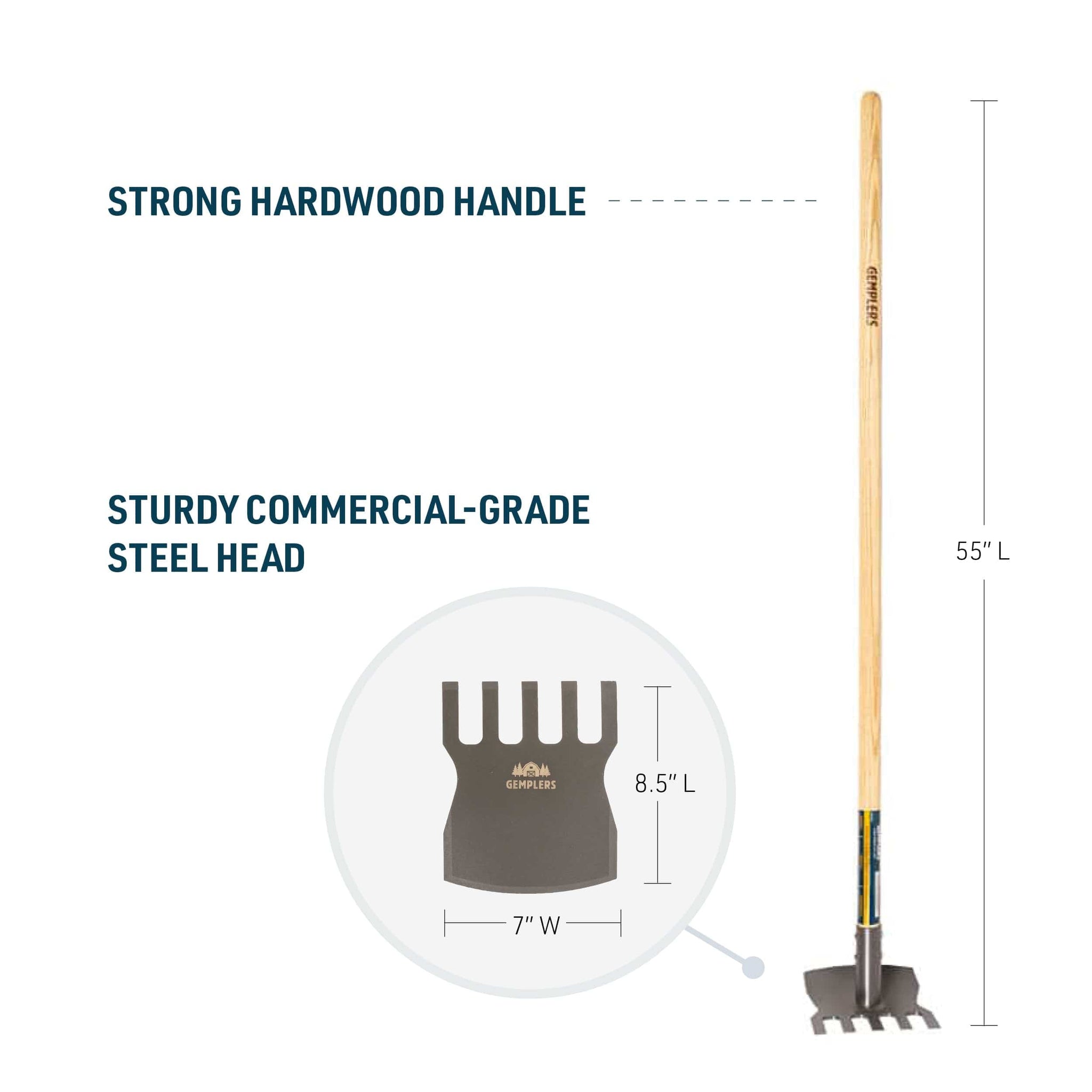 Gemplers Steel Rake Hoe with Wood Handle