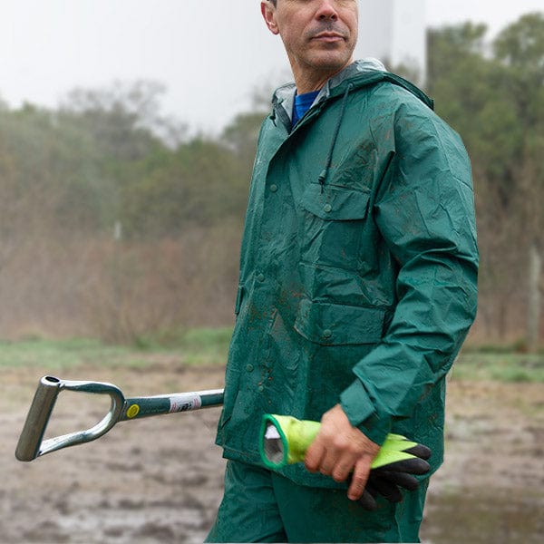 Worker in rain gear photo