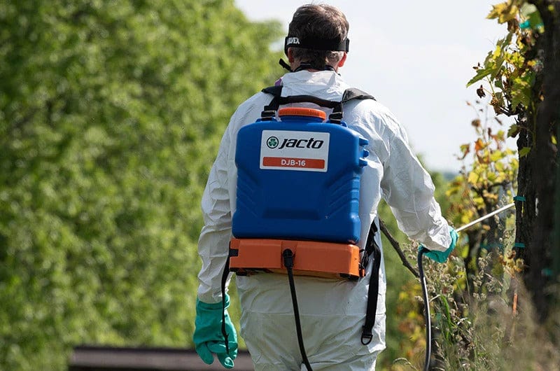 Man in vineyard with sprayer