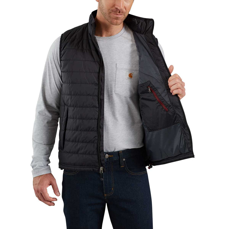 Black Carhartt K128 Classic Long-Sleeve Henley Shirt on model