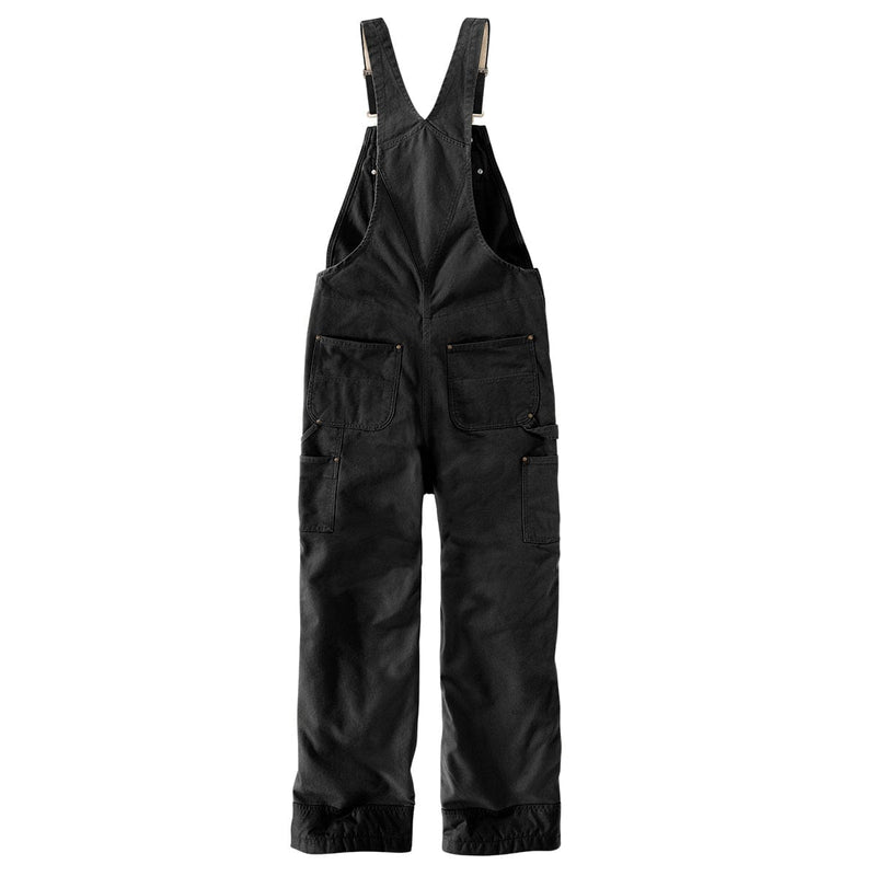 Back of black Carhartt Loose Fit Washed Duck Insulated Bib Overall
