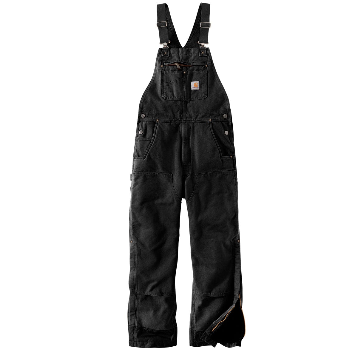 Black Carhartt Loose Fit Washed Duck Insulated Bib Overall