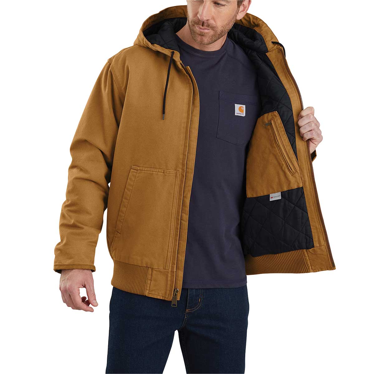 Brown Carhartt J130 Washed Duck Insulated Active Jac