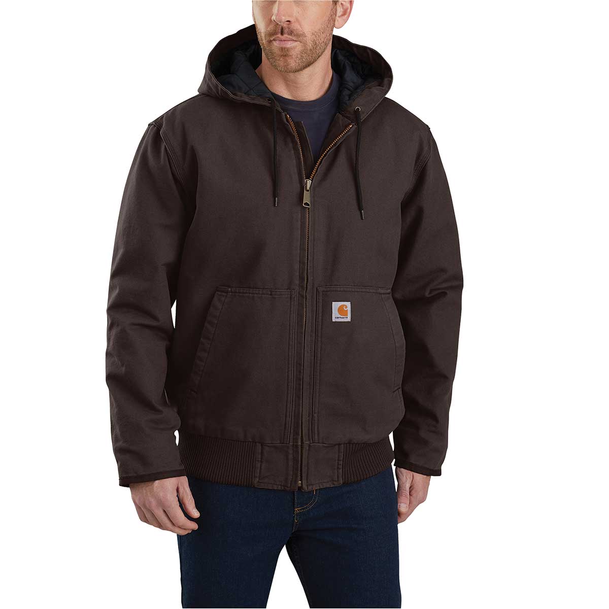 Dark Brown Carhartt J130 Washed Duck Insulated Active Jac