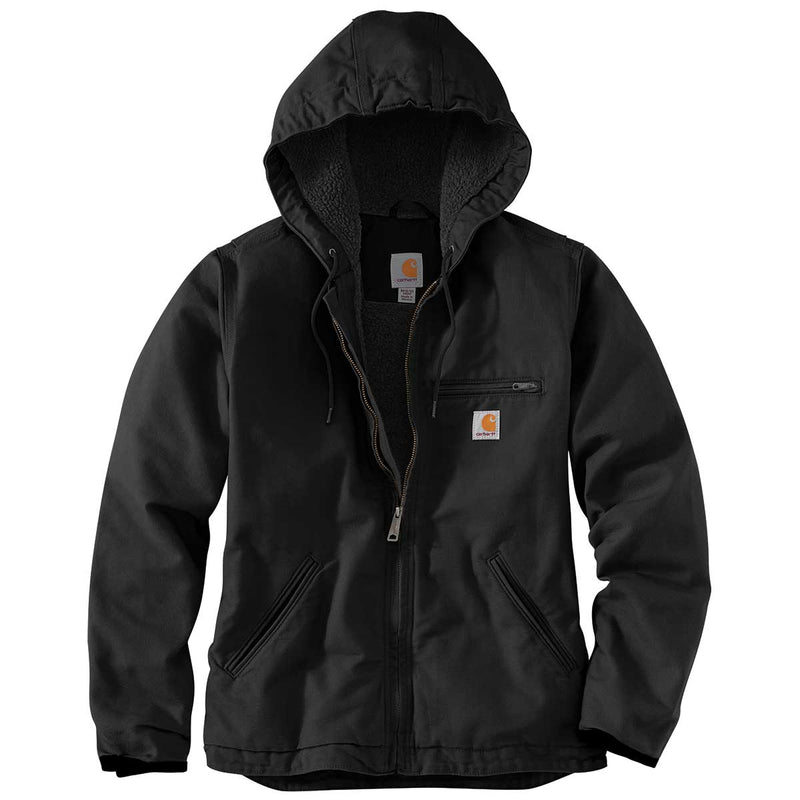 Black Carhartt Women's 0J141 Washed Duck Sherpa-Lined Jacket