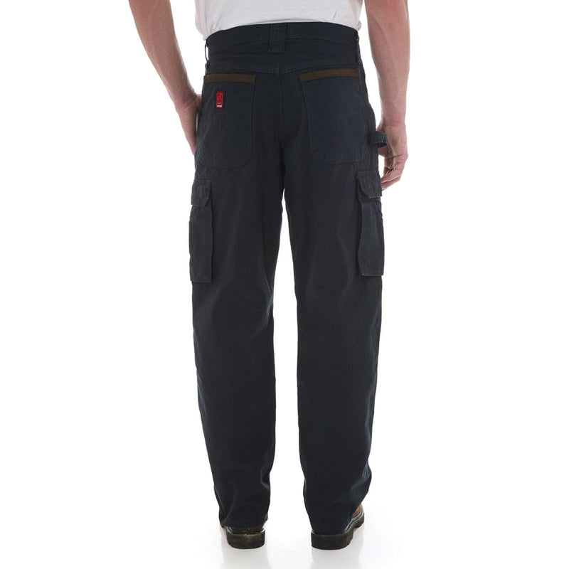 Back of the navy colored Wrangler Riggs Workwear Ripstop Ranger Cargo Pants, Navy