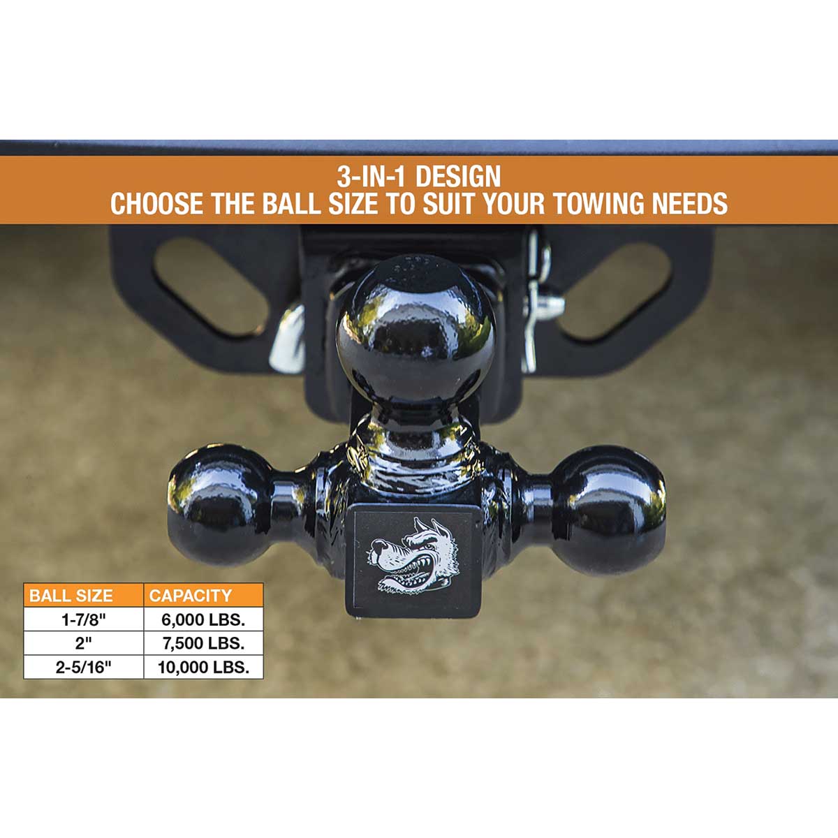 Black Tri-Ball Mount Hitch