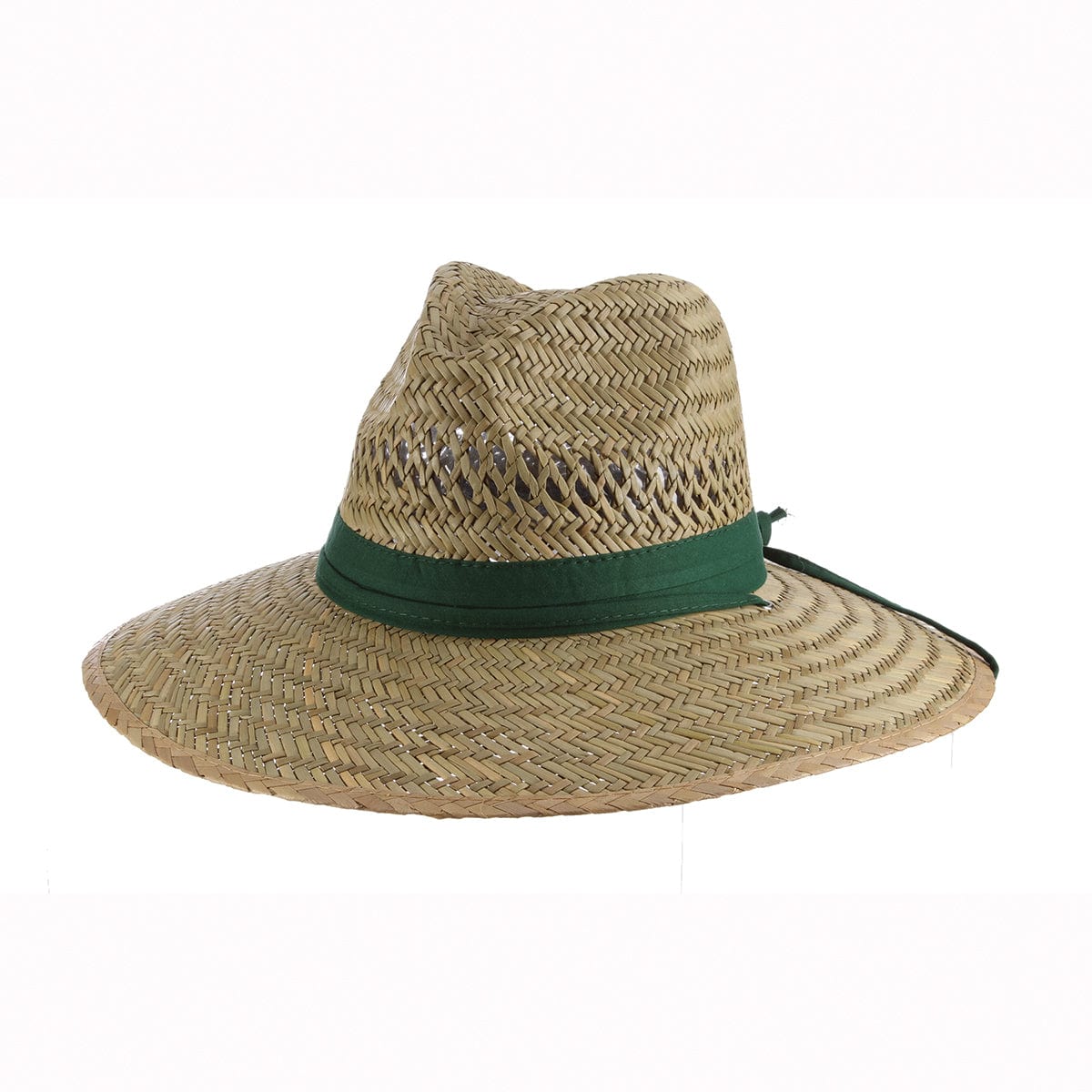 Rush Straw Safari Hat with Forest Green Band
