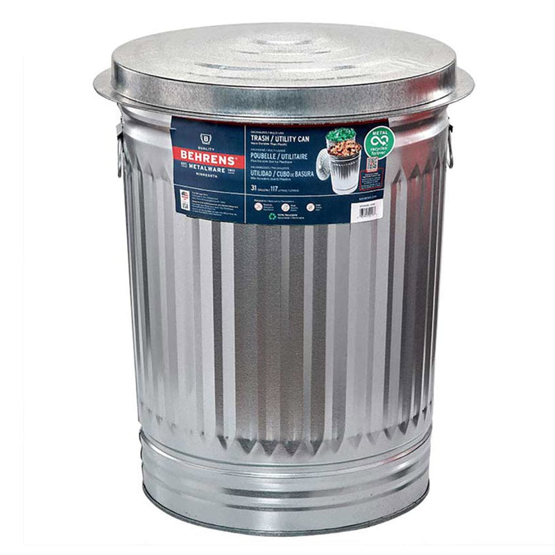 31 gal. Behrens Galvanized Trash Can