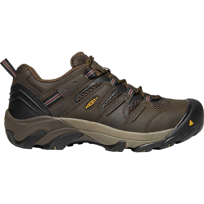 Side view of the brown KEEN Utility Lansing Low Steel Toe Work Shoe