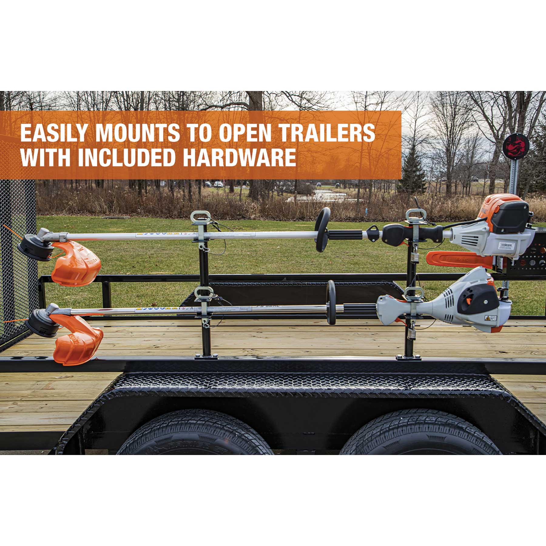 Buyers Products 2 Position Channel-Style Lockable Trimmer Rack for Open Landscape Trailers