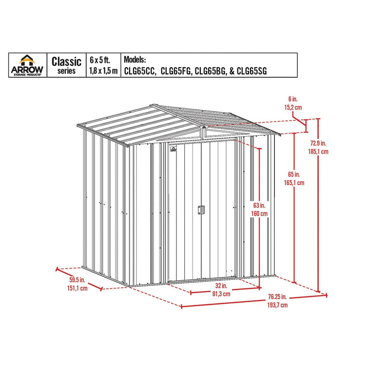 ShelterLogic Arrow Classic Steel 6 Ft. x 5 Ft. Storage Shed