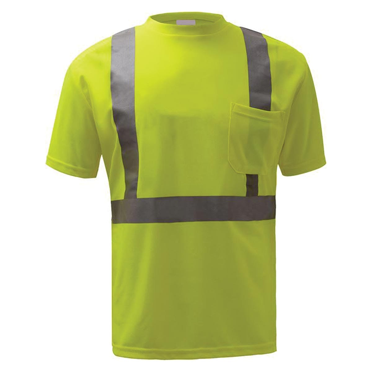 Lime GSS Safety ANSI 2 Standard Moisture Wicking Safety Short Sleeve Hi-Vis Pocket T-Shirt