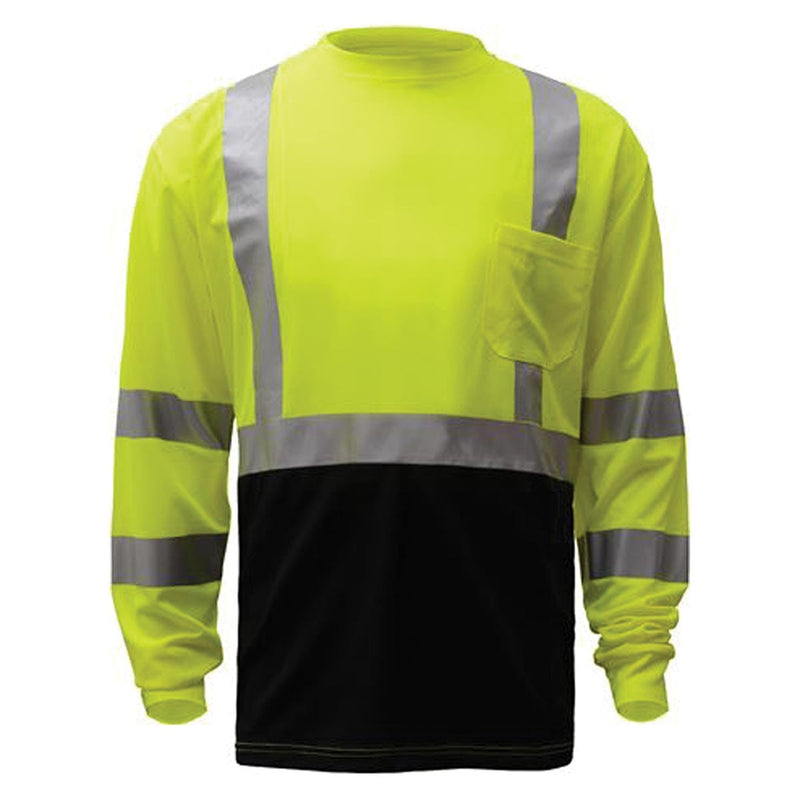 Lime GSS Safety ANSI 3 Long Sleeve Hi-Vis T-Shirt with Black Bottom
