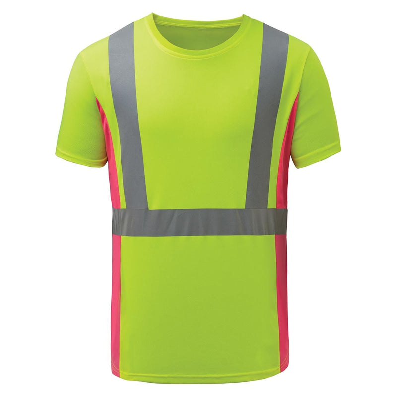 Lime/Pink GSS Safety Women's ANSI 2 Short Sleeve Hi-Vis T-Shirt