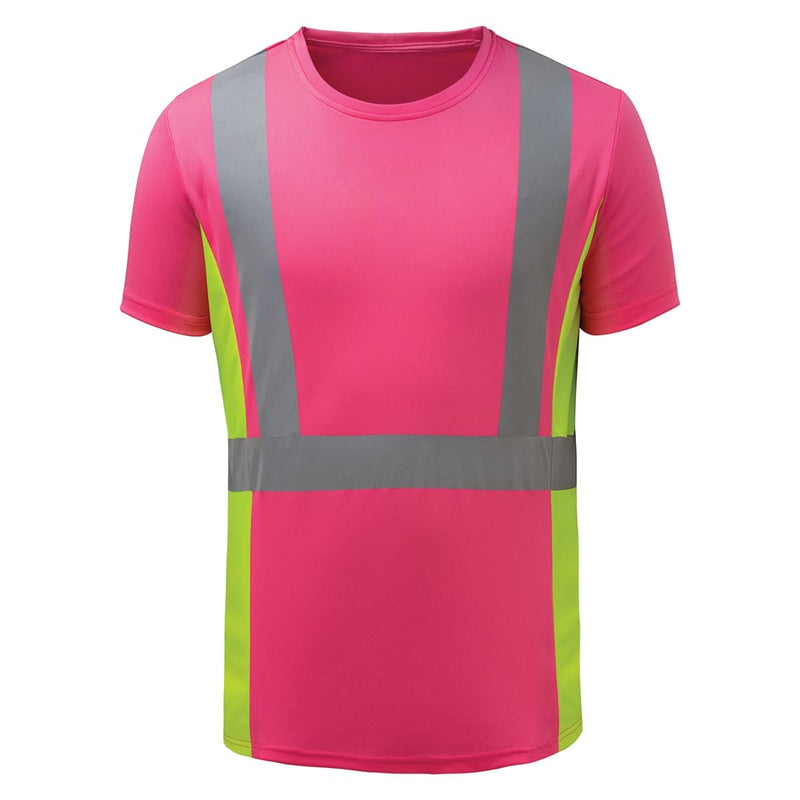 Pink/Lime GSS Safety Women's Non-ANSI Short Sleeve Enhanced Visibility T-Shirt