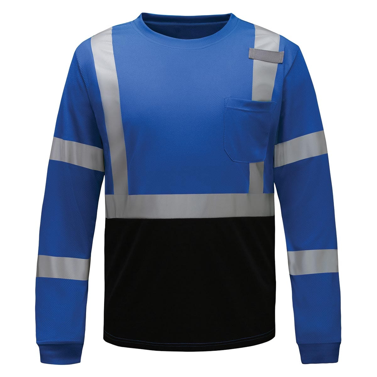 Blue GSS Safety Non-ANSI Long Sleeve Enhanced Visibility Shirt with Reflective Tape