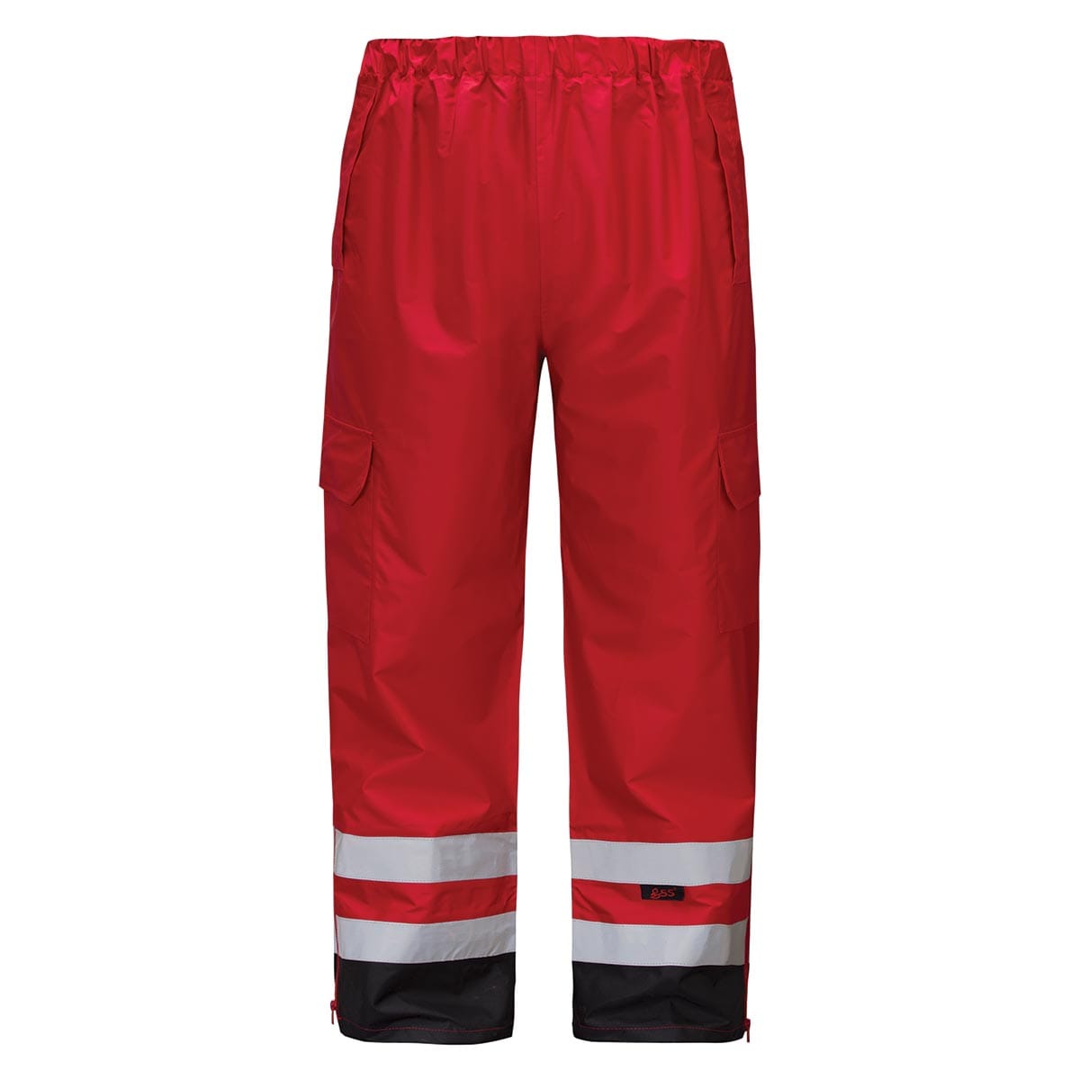 Red GSS Safety Non-ANSI Multi Color Enhanced Visibility Premium Rain Pants w/Black Bottom