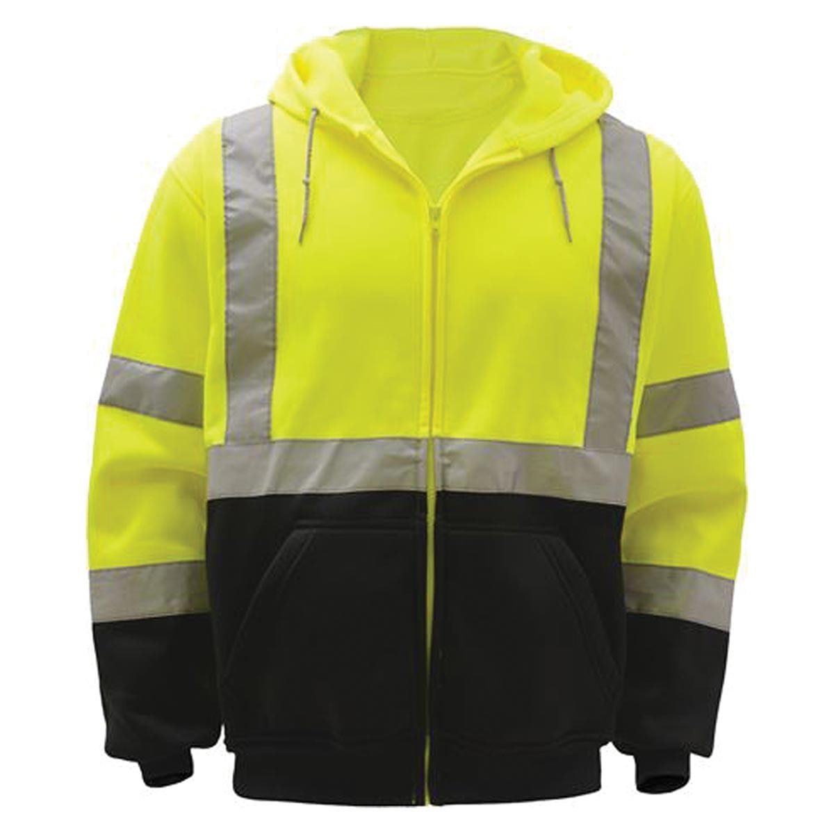 Lime GSS Safety ANSI 3 Zip-Front Sweatshirt Hi-Vis w/Black Bottom