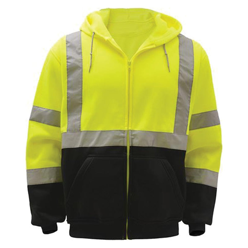 Lime GSS Safety ANSI 3 Zip-Front Sweatshirt Hi-Vis w/Black Bottom