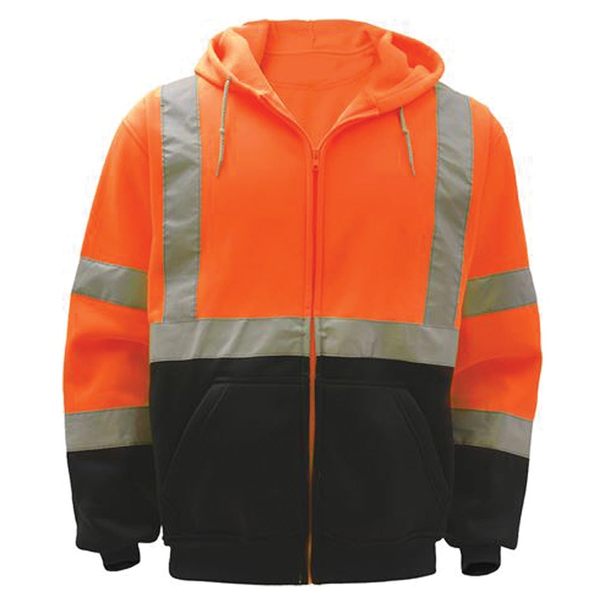 Orange GSS Safety ANSI 3 Zip-Front Sweatshirt Hi-Vis w/Black Bottom