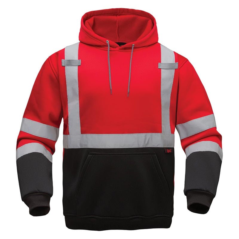 Red GSS Safety Non-ANSI Enhanced Visibility Pullover Sweatshirt with Reflective Tape