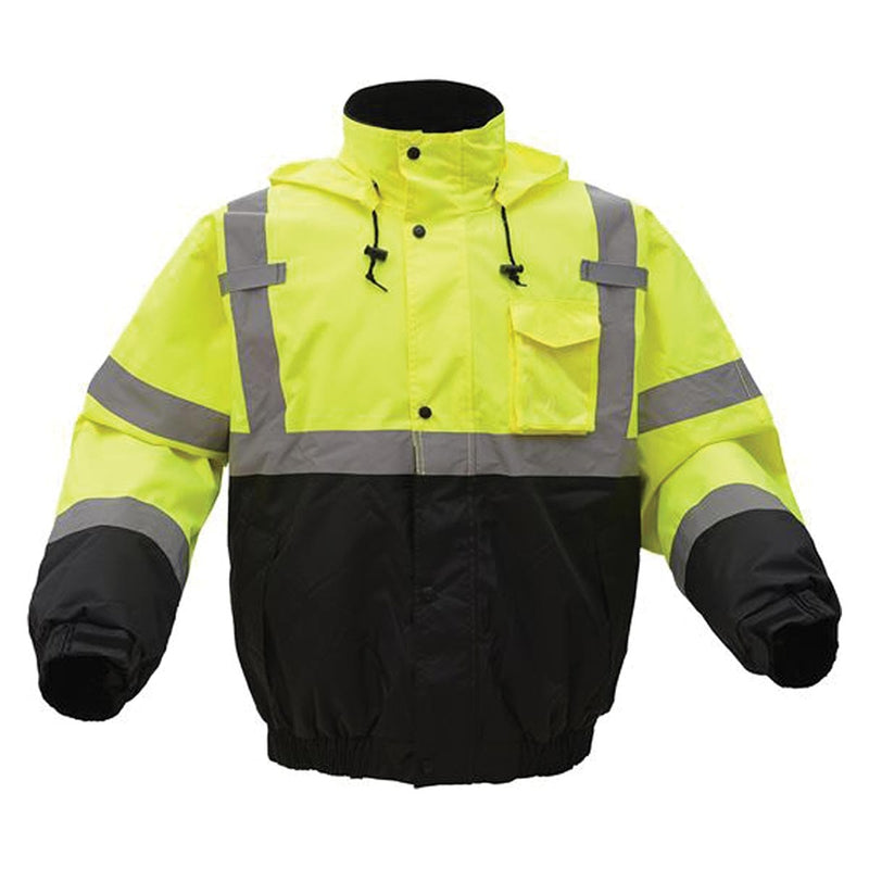 Lime GSS Safety ANSI 3 Waterproof Quilt-Lined Hi-Vis Bomber Jacket