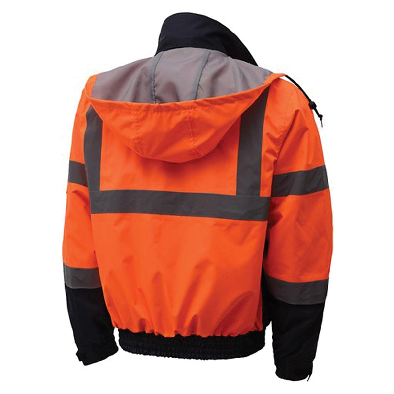 Orange GSS Safety ANSI 3 3-IN-1 Waterproof Hi-Vis Bomber Jacket w/ Removable Fleece