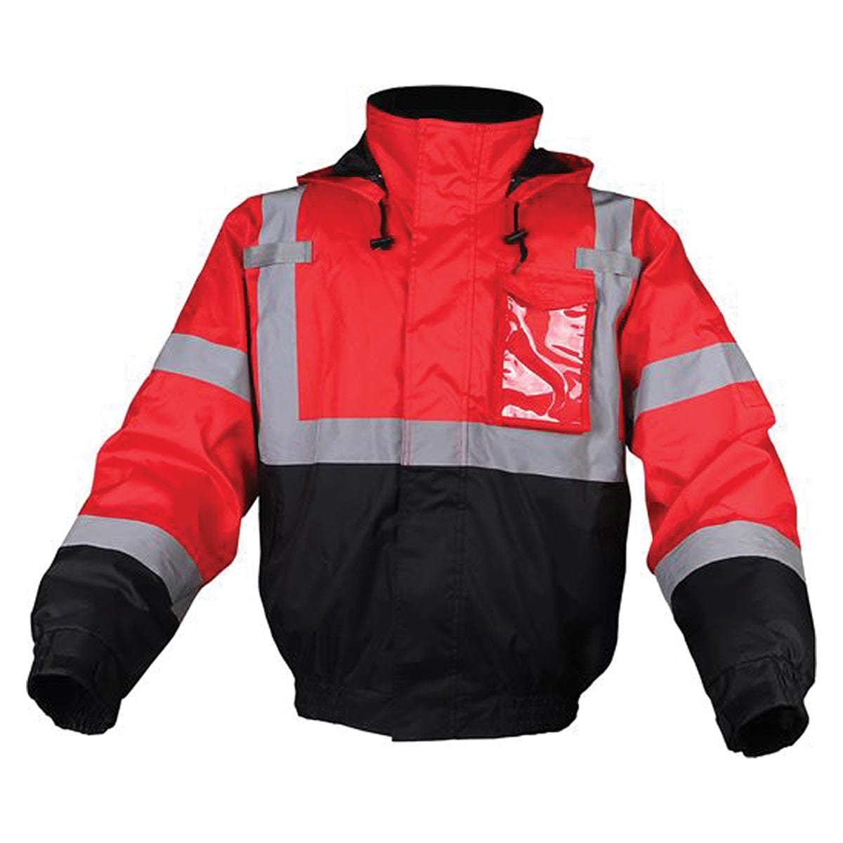 Red GSS Safety Non-ANSI Multi-Color Waterproof Enhanced Visibility Bomber Jacket w/ Black Bottom