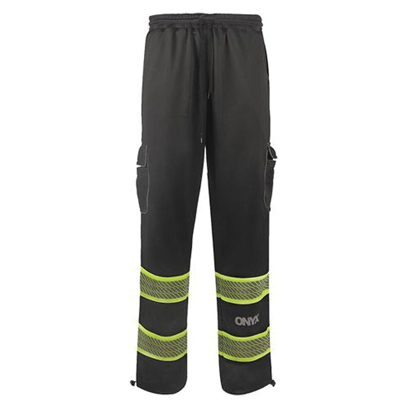 Black GSS Safety Non-ANSI ONYX Fleece Enhanced Visibility Sweat Pants w/ Segment Tape