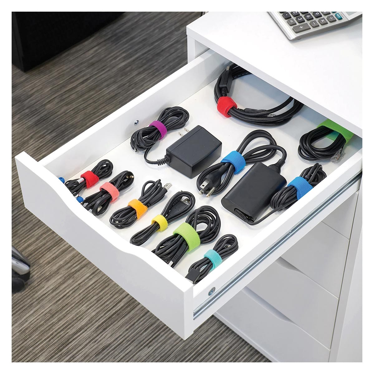 Wrap-It Storage Self-Gripping Cable Ties - 20-Pack in Assorted Sizes and Colors (5", 8")