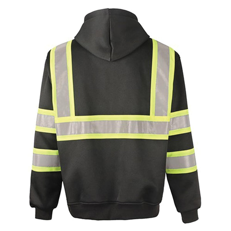 Back of black GSS Safety Non-ANSI Black Pullover High Visibility Sweatshirt