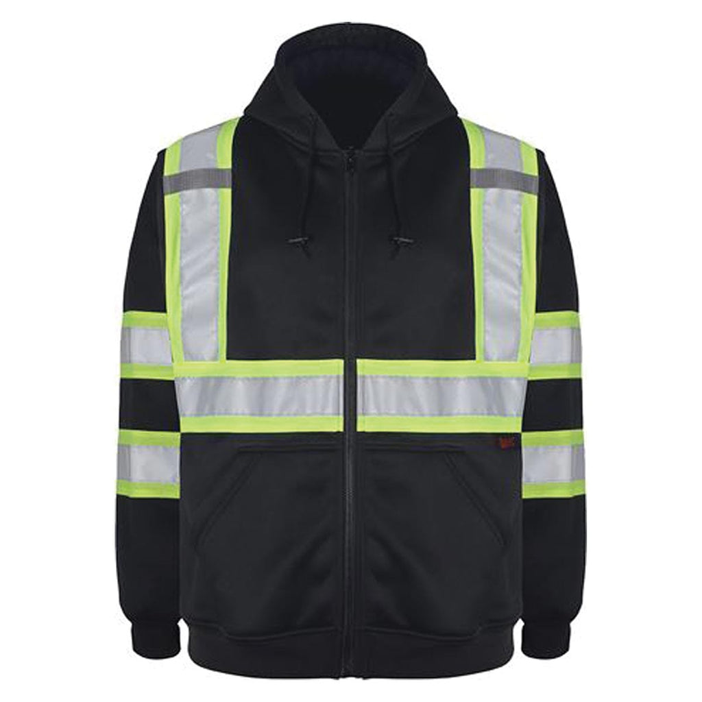 GSS Safety Black Zip-Front Sweatshirt w/Reflective Tape | Gemplers
