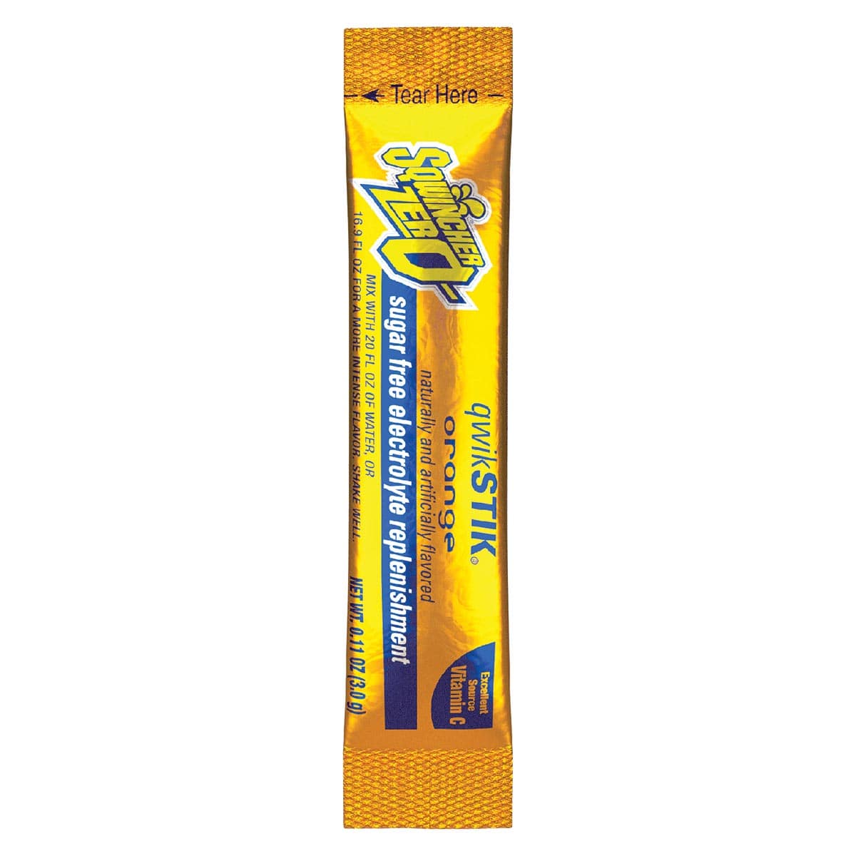 Orange Sqwincher Qwik Stik ZERO Sugar Sport Drink Mix, 50ct, Yields 20 oz Each