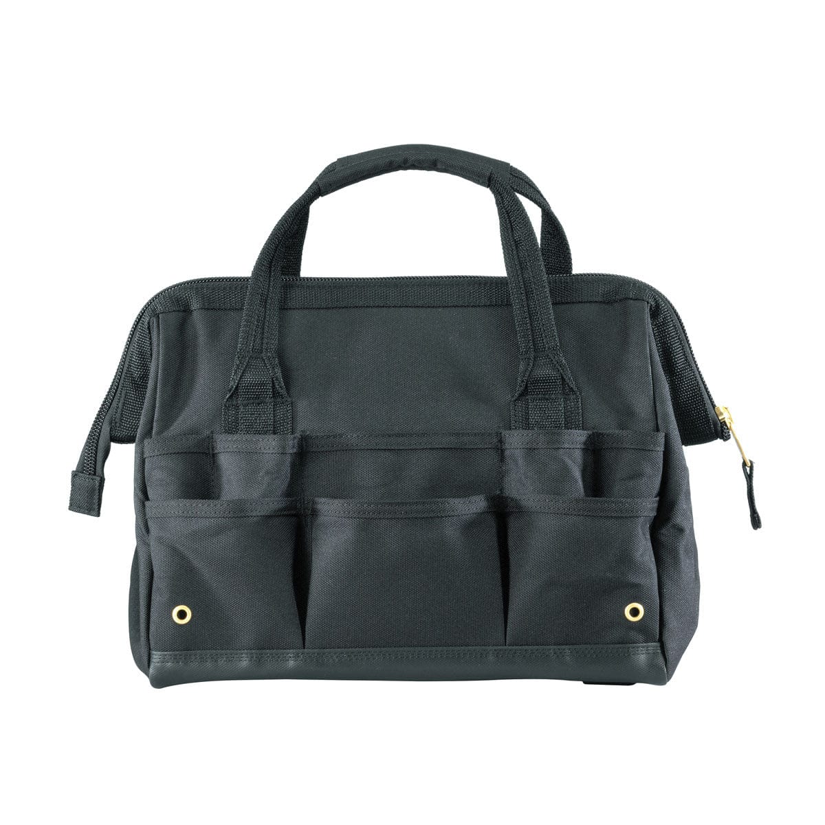 View of the back of the black Carhartt 14" Tool Bag