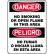 Bilingual Danger No Smoking Or Open Flame In This Area Sign