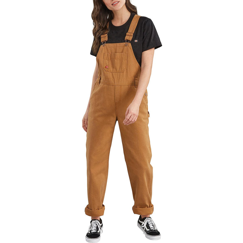 Rinsed Brown Duck Dickies Women's Bib Overalls