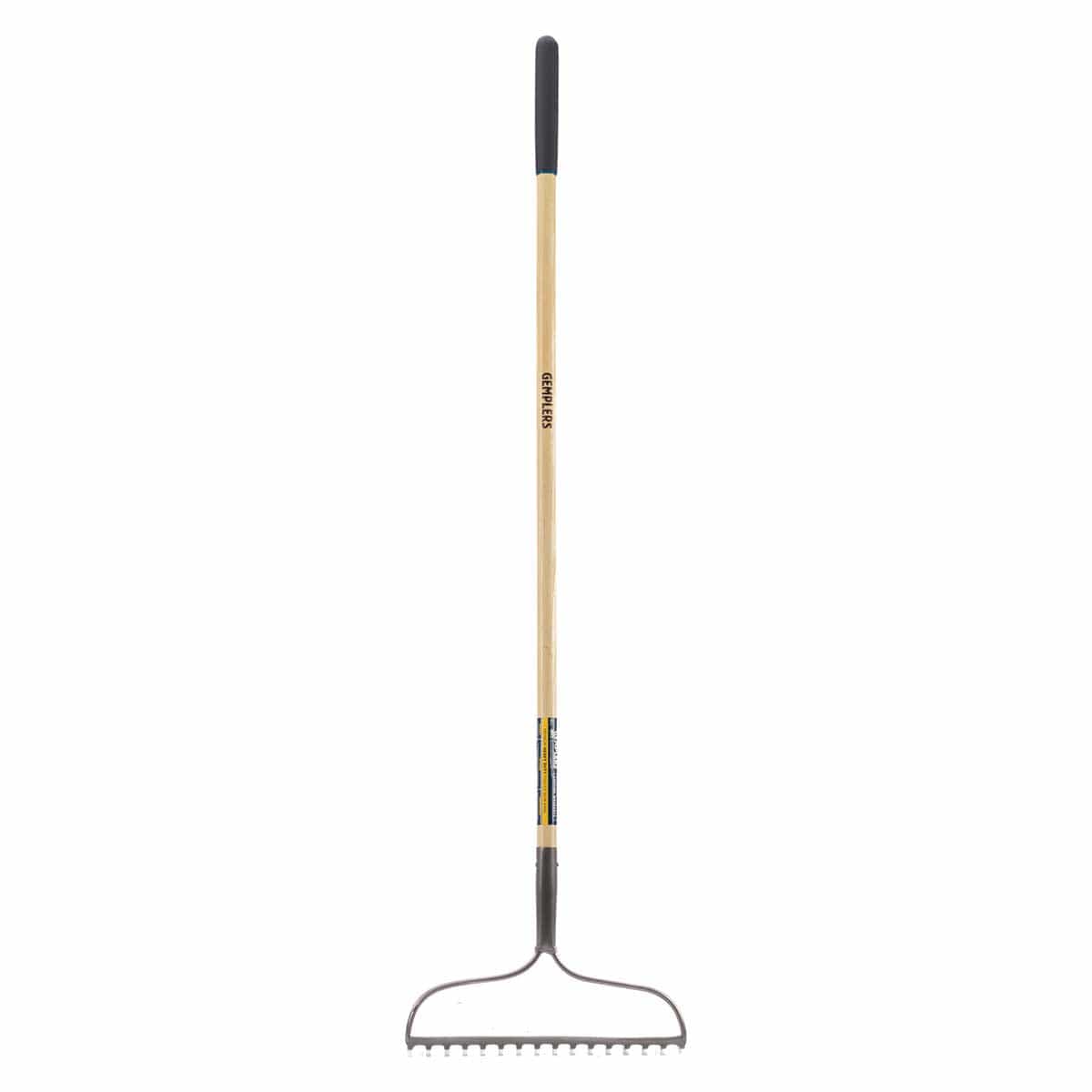 Front of the Gemplers Forged Bow Rake with Wood Handle