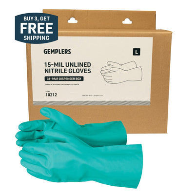 Gemplers Chemical Resistant 15-mil Unlined Nitrile Gloves | Box of 36 Pairs