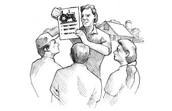 Group of workers going over training materials