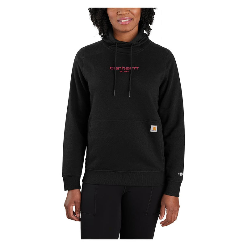 Black Carhartt Women's Force Relaxed Fit Lightweight Graphic Hooded Sweatshirt