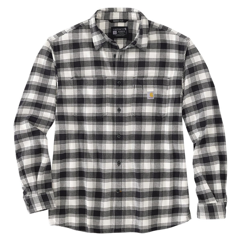 Carhartt Men's Rugged Flex Relaxed Fit Flannel Fleece Lined Hooded Shirt Jac | Brown | L