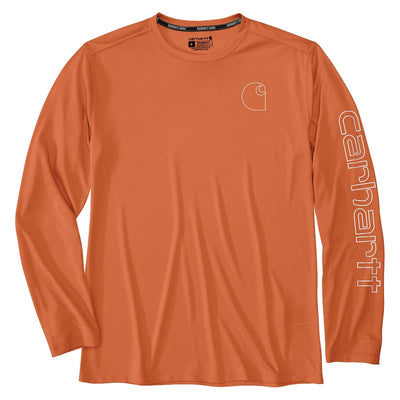 Sedona Orange Carhartt Force Sun Defender Lightweight Long-Sleeve Logo Graphic T-Shirt