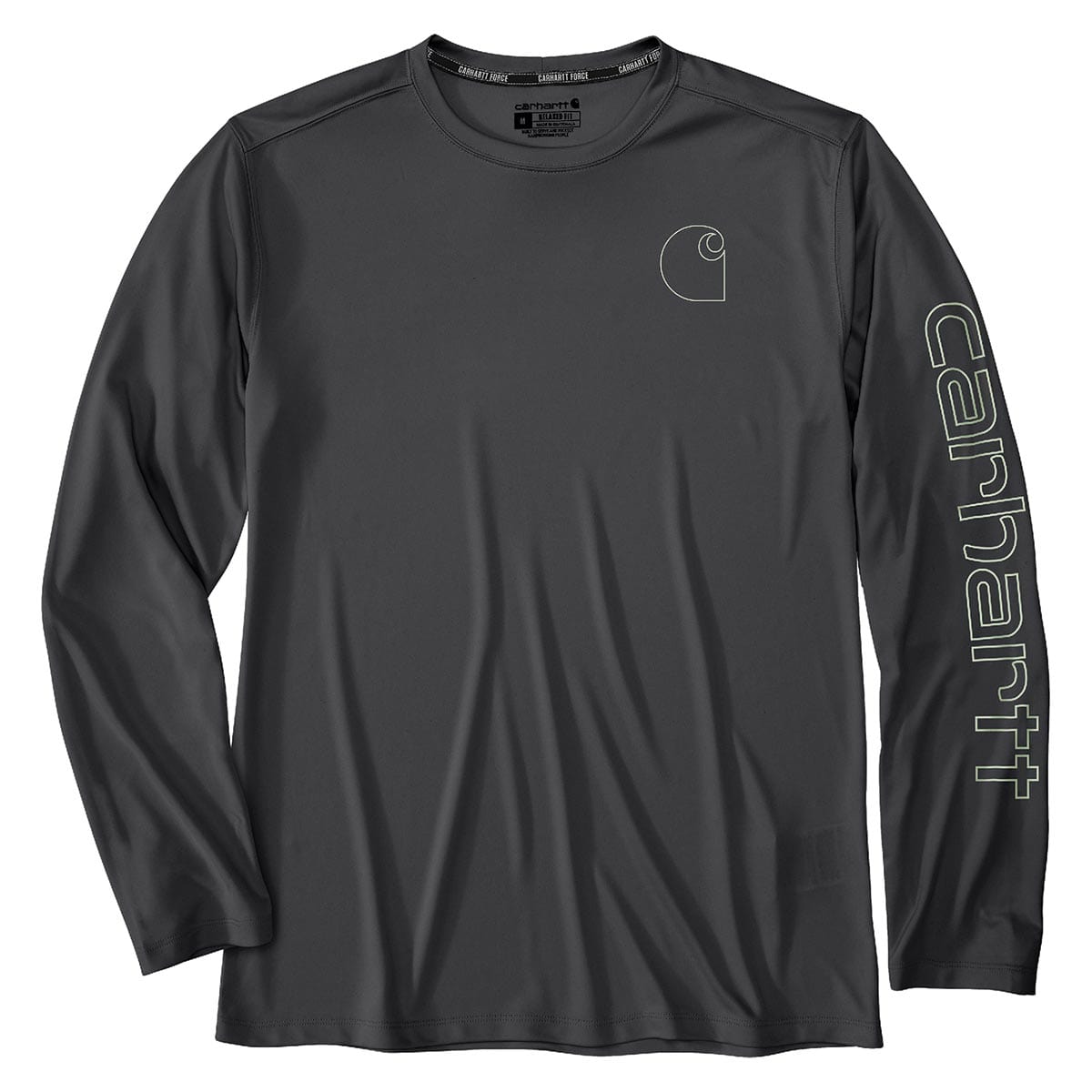 Steel Carhartt Force Sun Defender Lightweight Long-Sleeve Logo Graphic T-Shirt