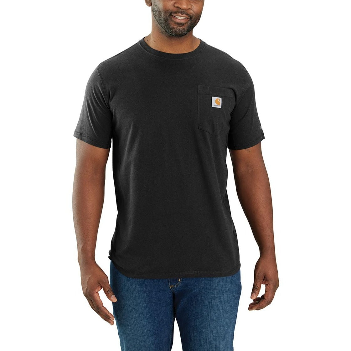 Black Carhartt Force Relaxed Fit Midweight Short-Sleeve Pocket T-Shirt