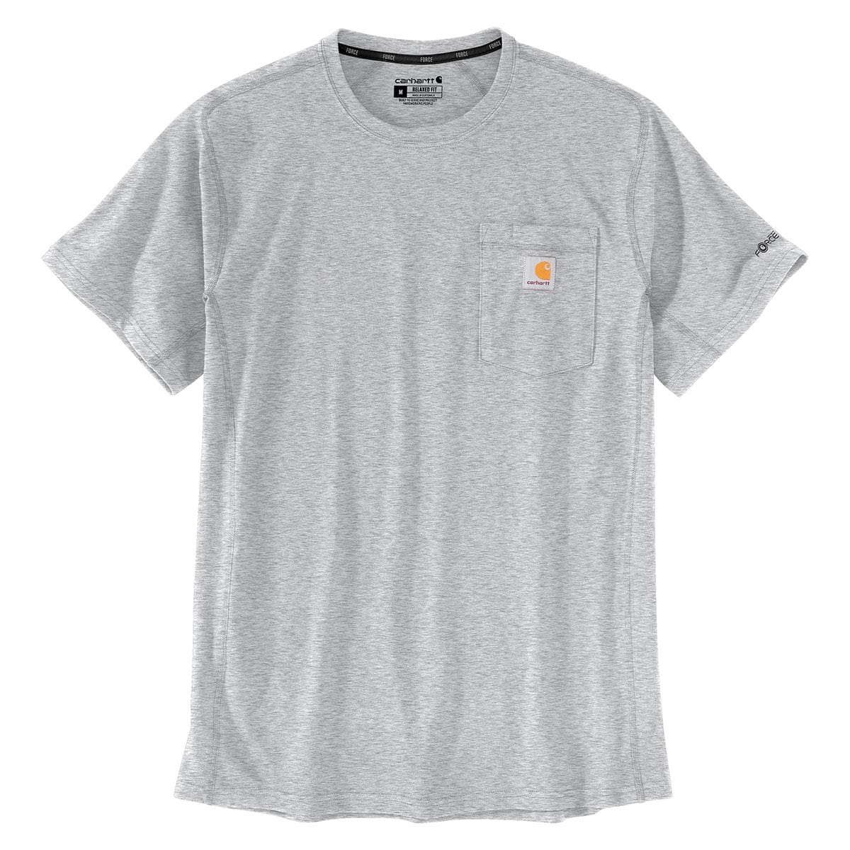 Heather Grey Carhartt Force Relaxed Fit Midweight Short-Sleeve Pocket T ...